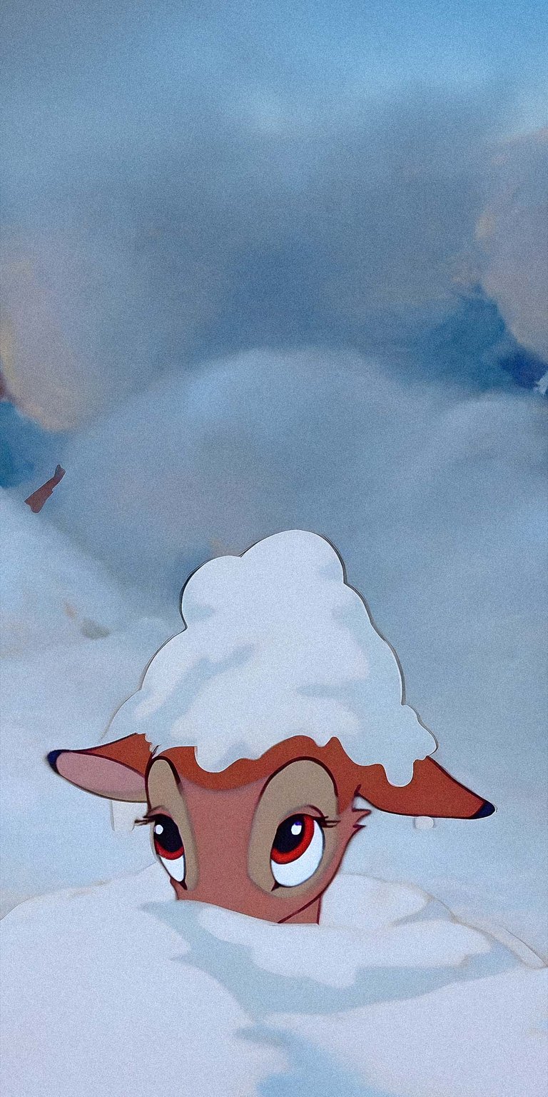 Bambi with a snow on top of her head wallpaper 4k iPhone