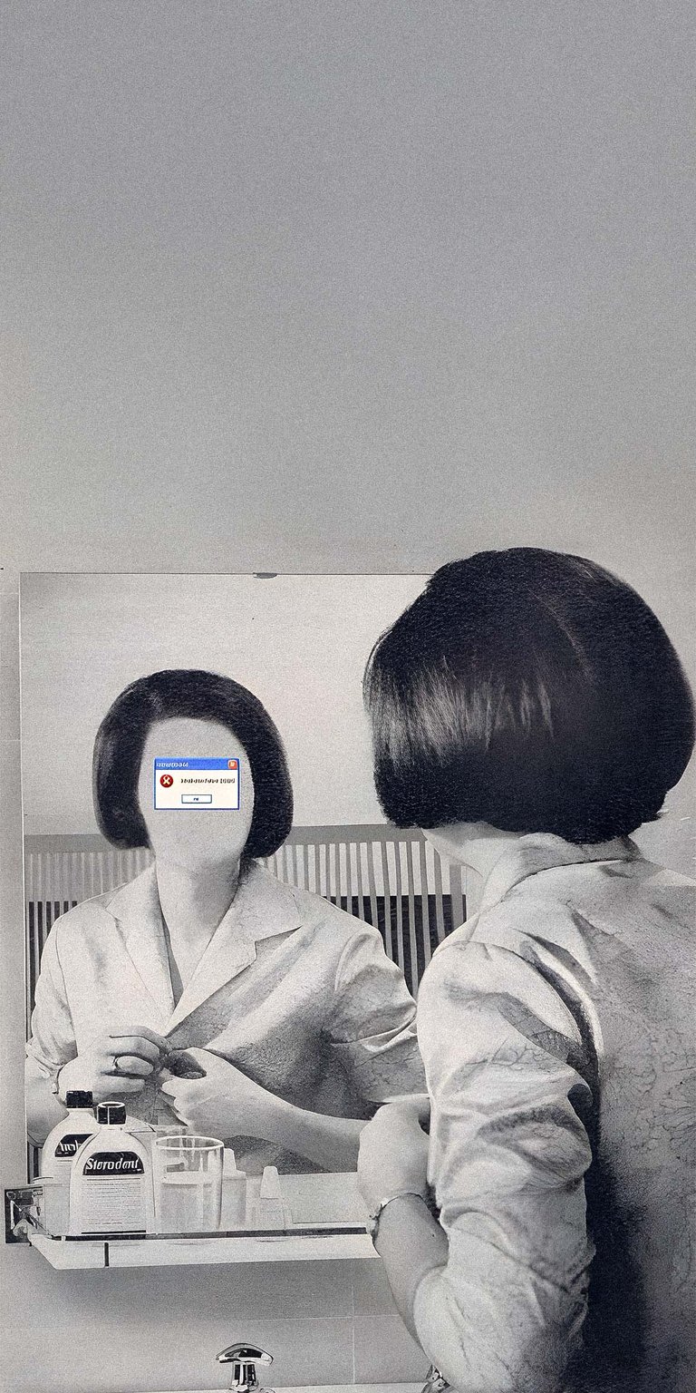 Women error face in the mirrow wallpaper