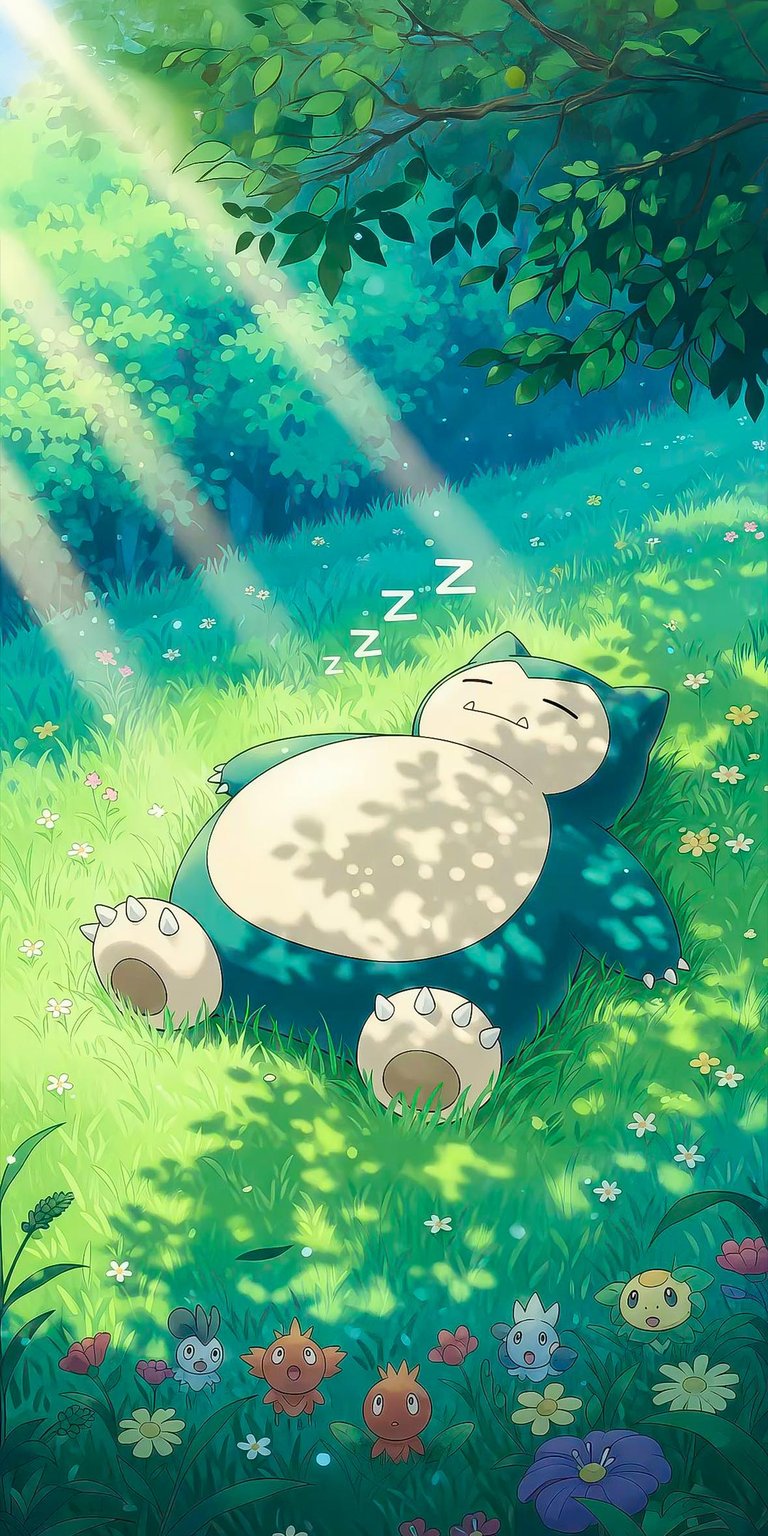 Snorlax sleeping under the tree art wallpaper 4K iPhone