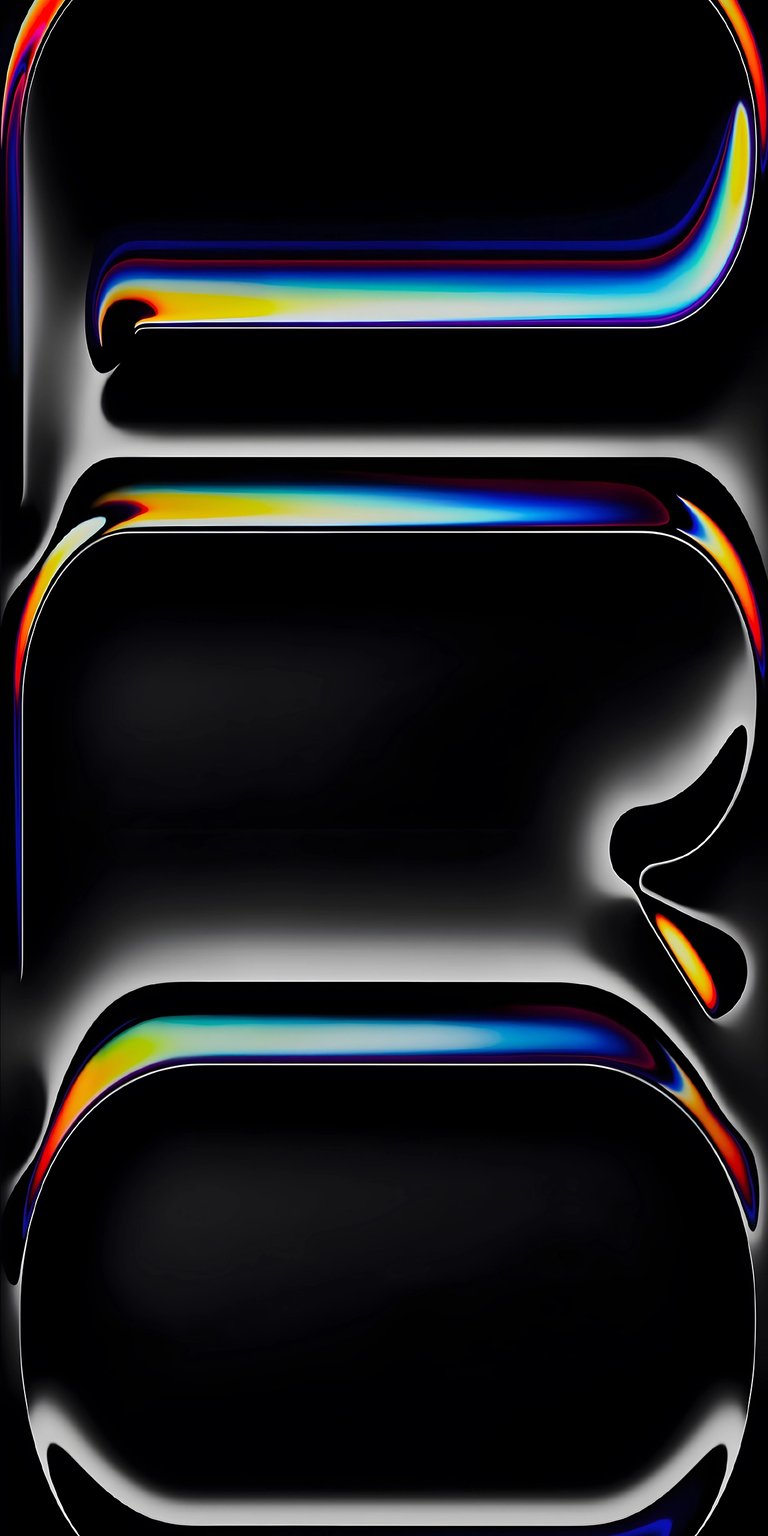 This abstract wallpaper for iPhone showcases sleek, rounded edges with rainbow light streaks against a dark background. Enjoy this stunning 4K wallpaper with a modern, minimalist design.