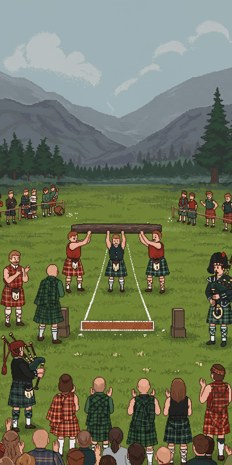 Highland games pixel art wallpaper