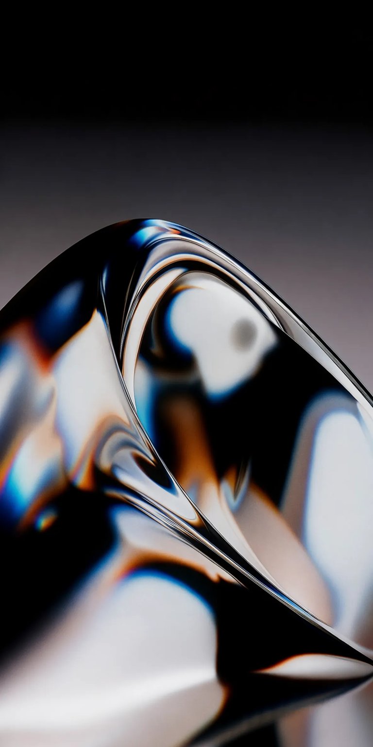 Mesmerizing iPhone wallpaper in stunning 4K resolution featuring an abstract, reflective design. The image showcases flowing lines, hints of blue and gold, and a glossy finish.
