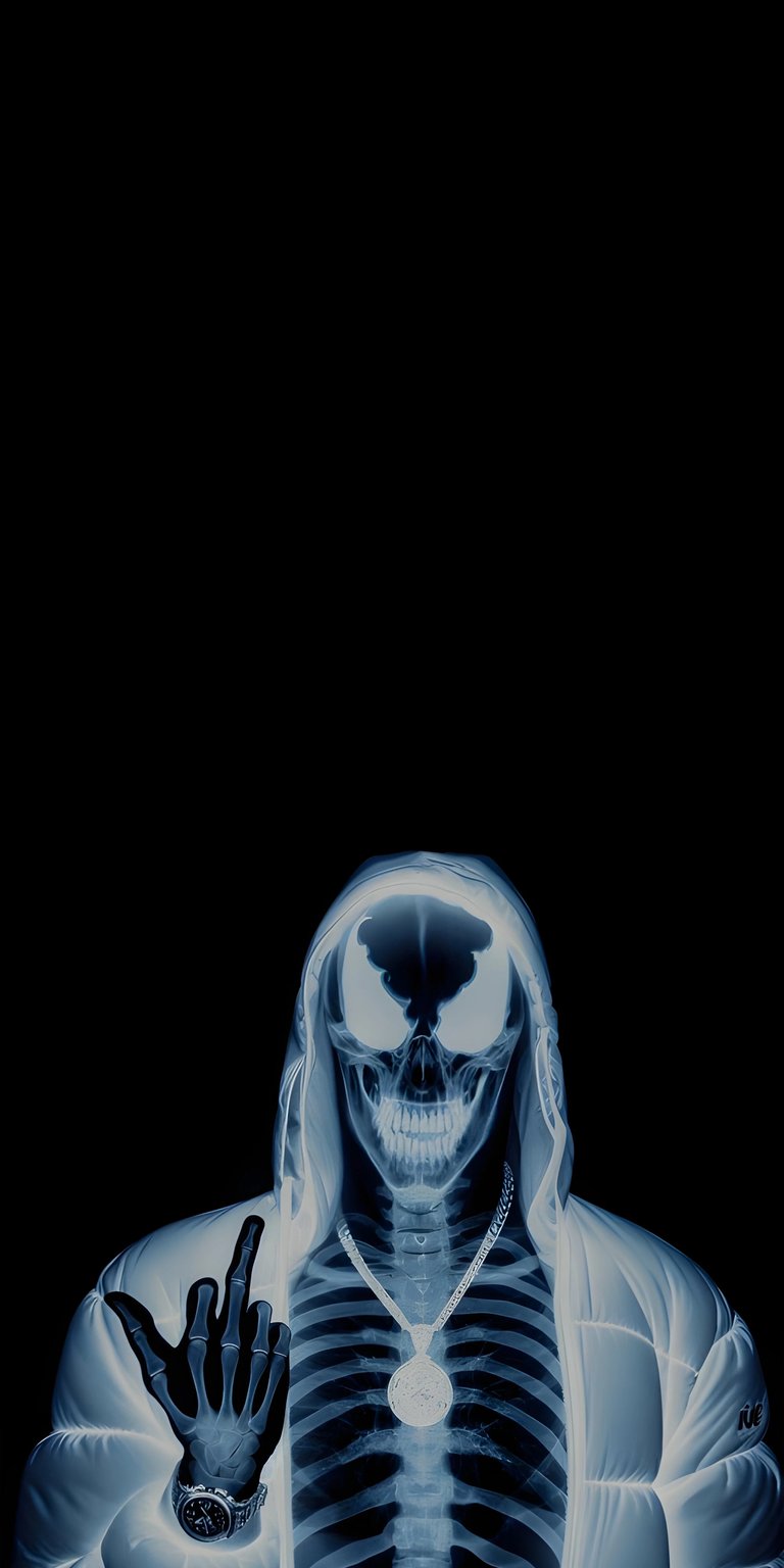 Check out this Venom Skeleton 4K wallpaper for iPhone. This chilling wallpaper features an X-ray skeleton wearing a puffy jacket, and gold chain.