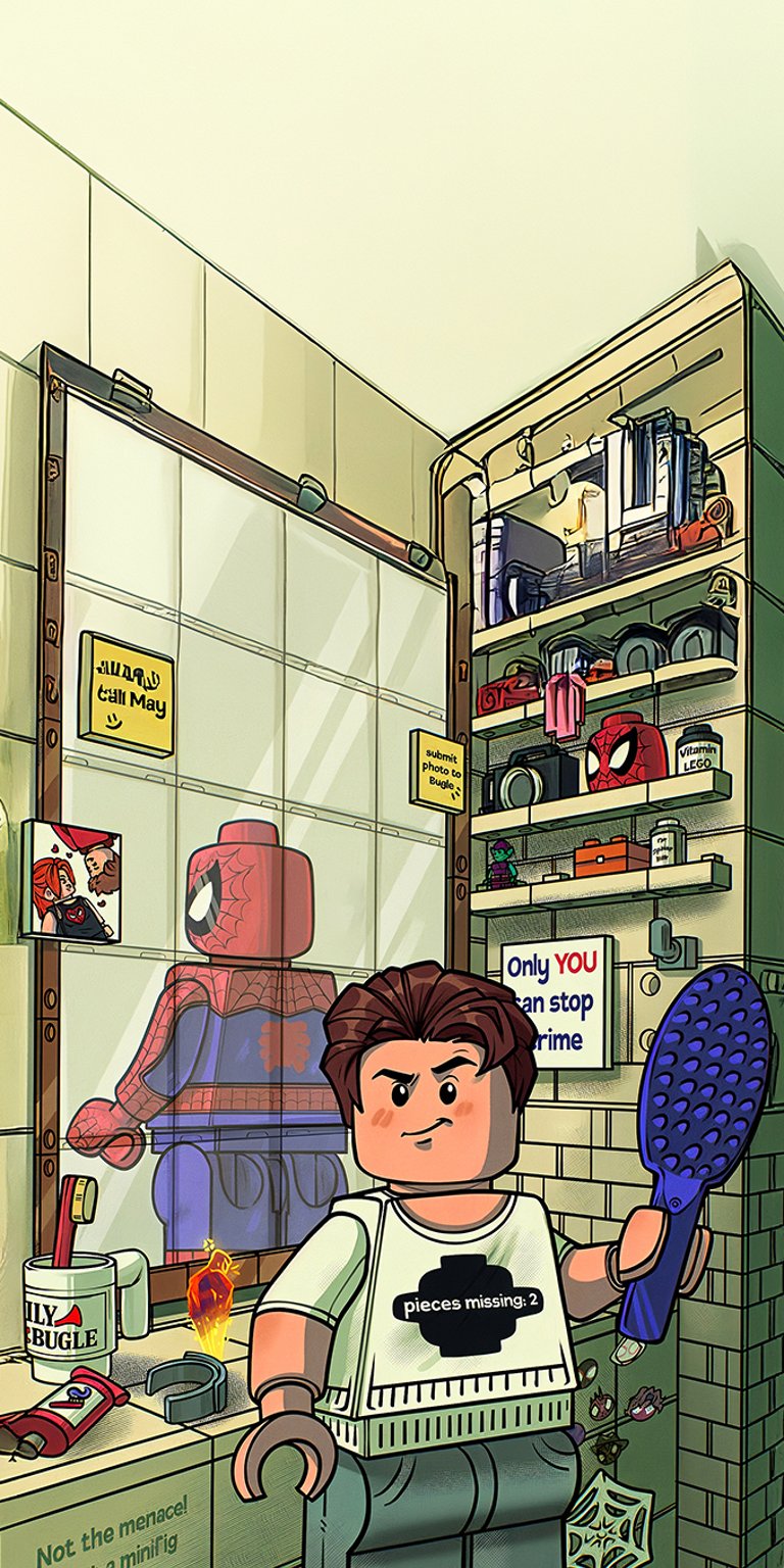 Peter Parker Spiderman lego art wallpaper iPhone 4K