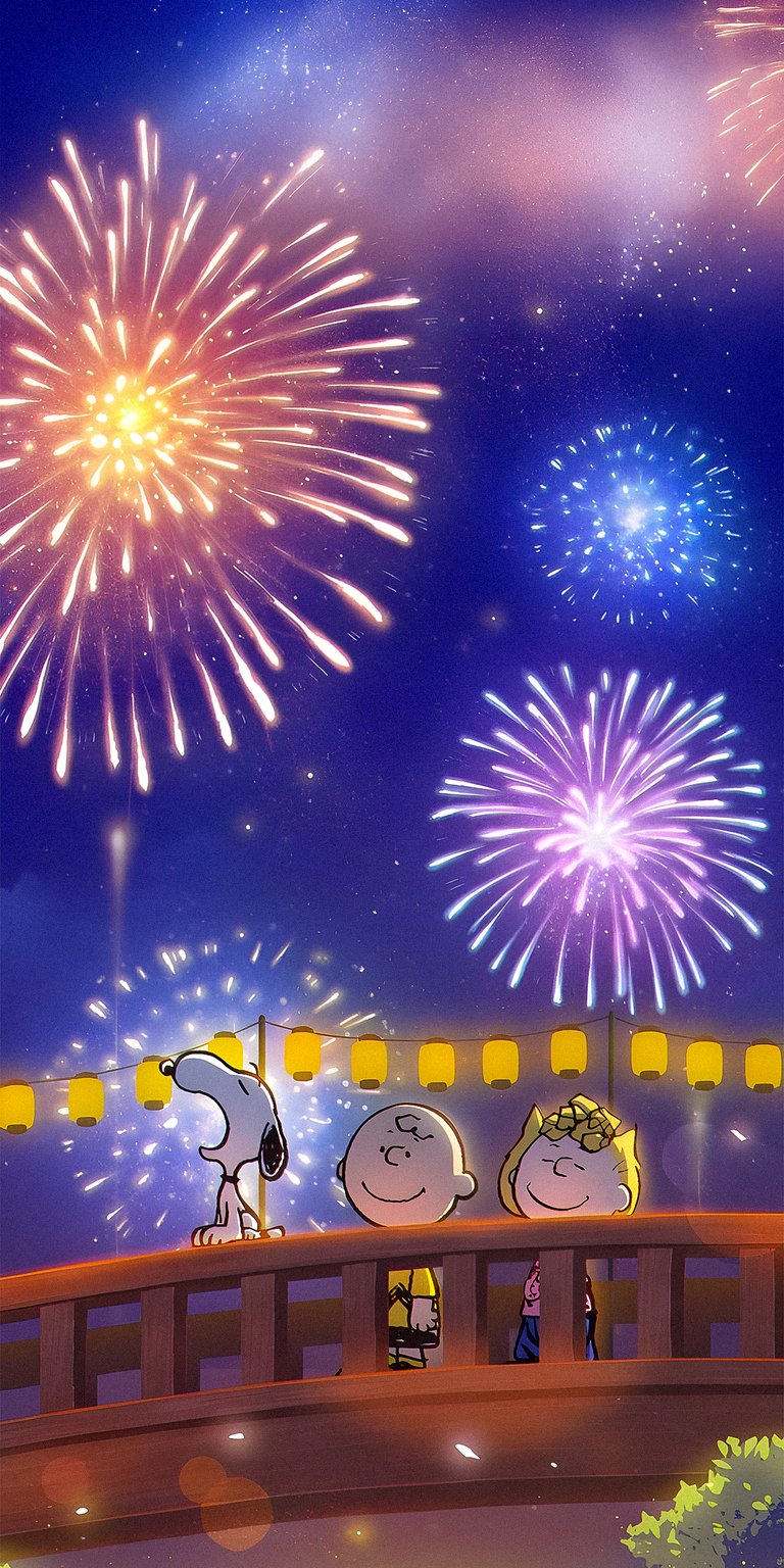 Snoopy watching fireworks wallpaper 4k iPhone