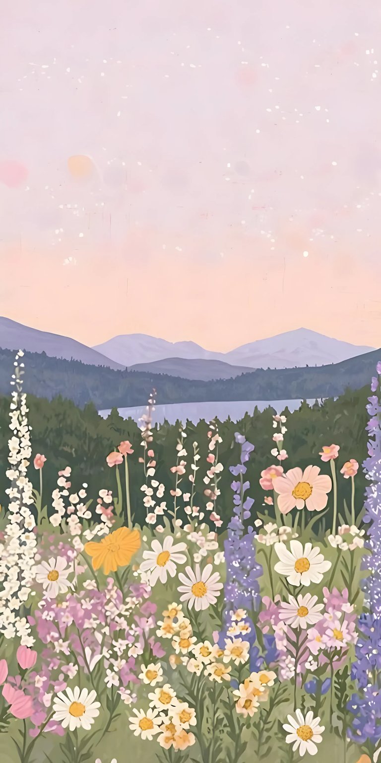 Flowers painting wallpaper for iOS HD