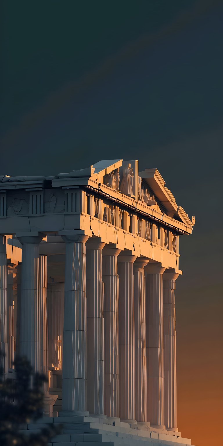 Download this stunning Parthenon 4K wallpaper for your iPhone, highlighting the structure's majestic columns and intricate friezes. This detailed wallpaper showcases the warm glow of sunset on the ancient Greek architecture.