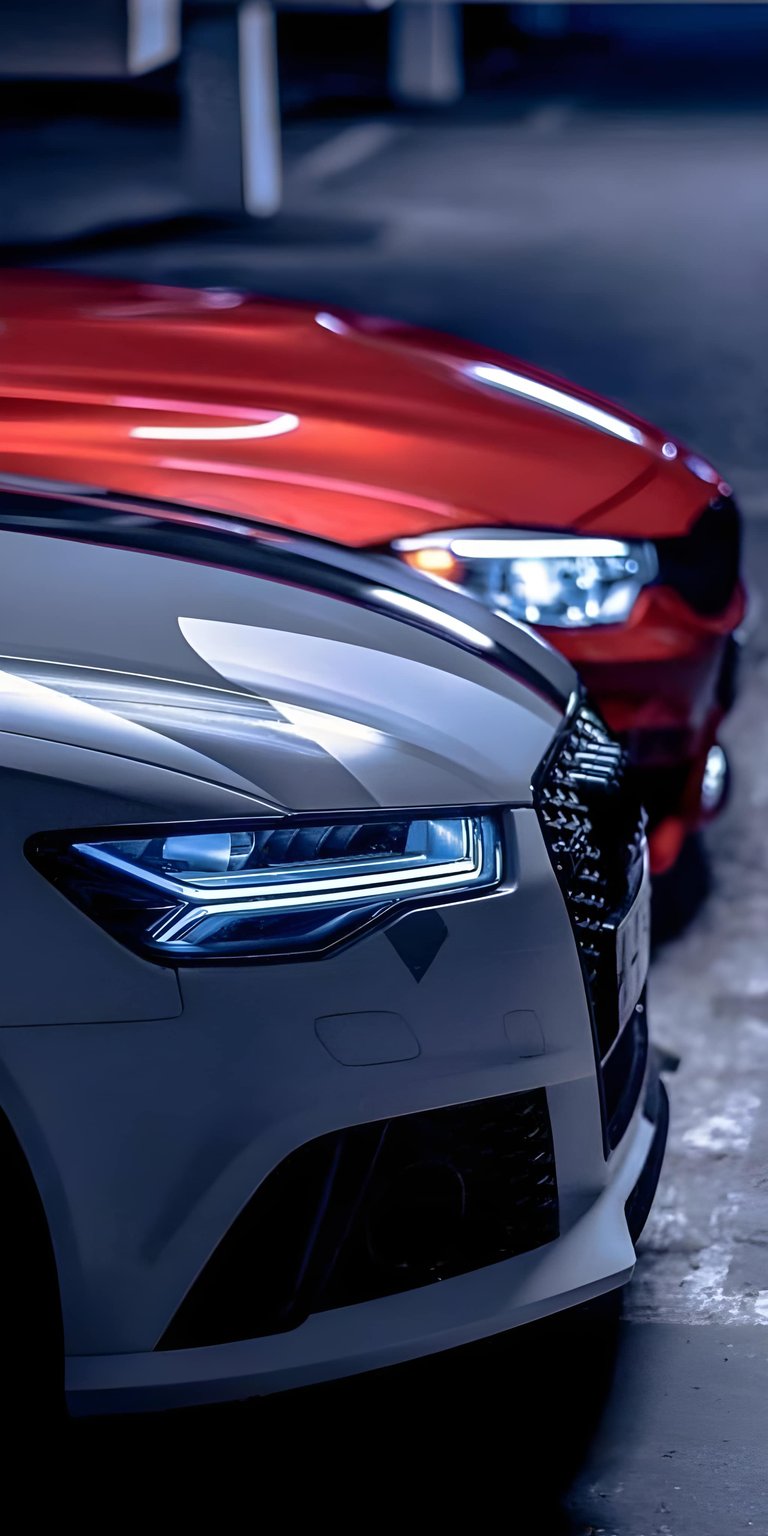 This 3D spatial wallpaper showcases the aggressive front grille and high-tech LED headlights of the Audi RS6. The detailed automotive aesthetic wallpaper adds a premium look to your iPhone lock screen.