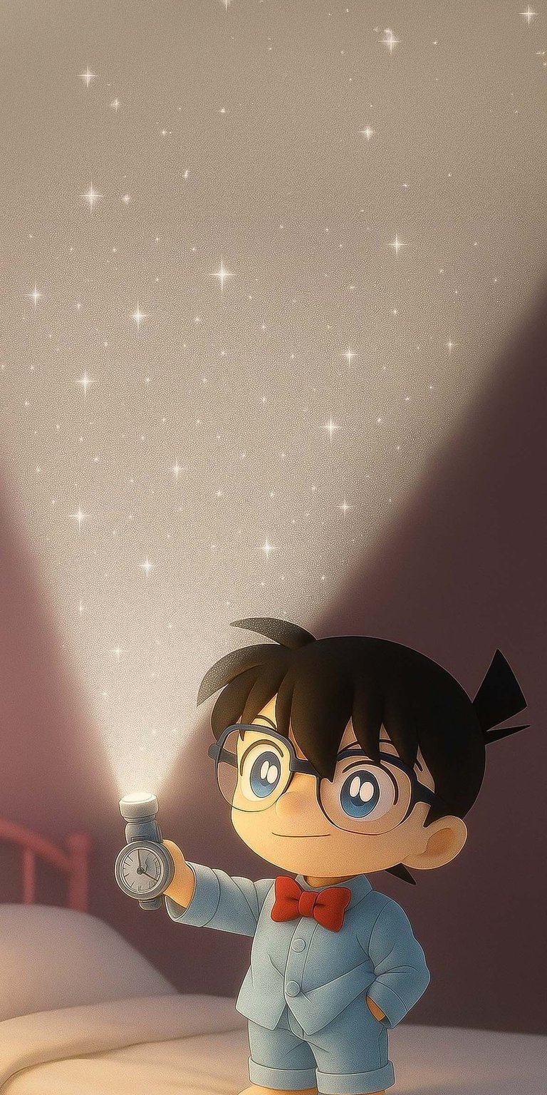 Conan Edogawa holding flashlight iPhone wallpaper