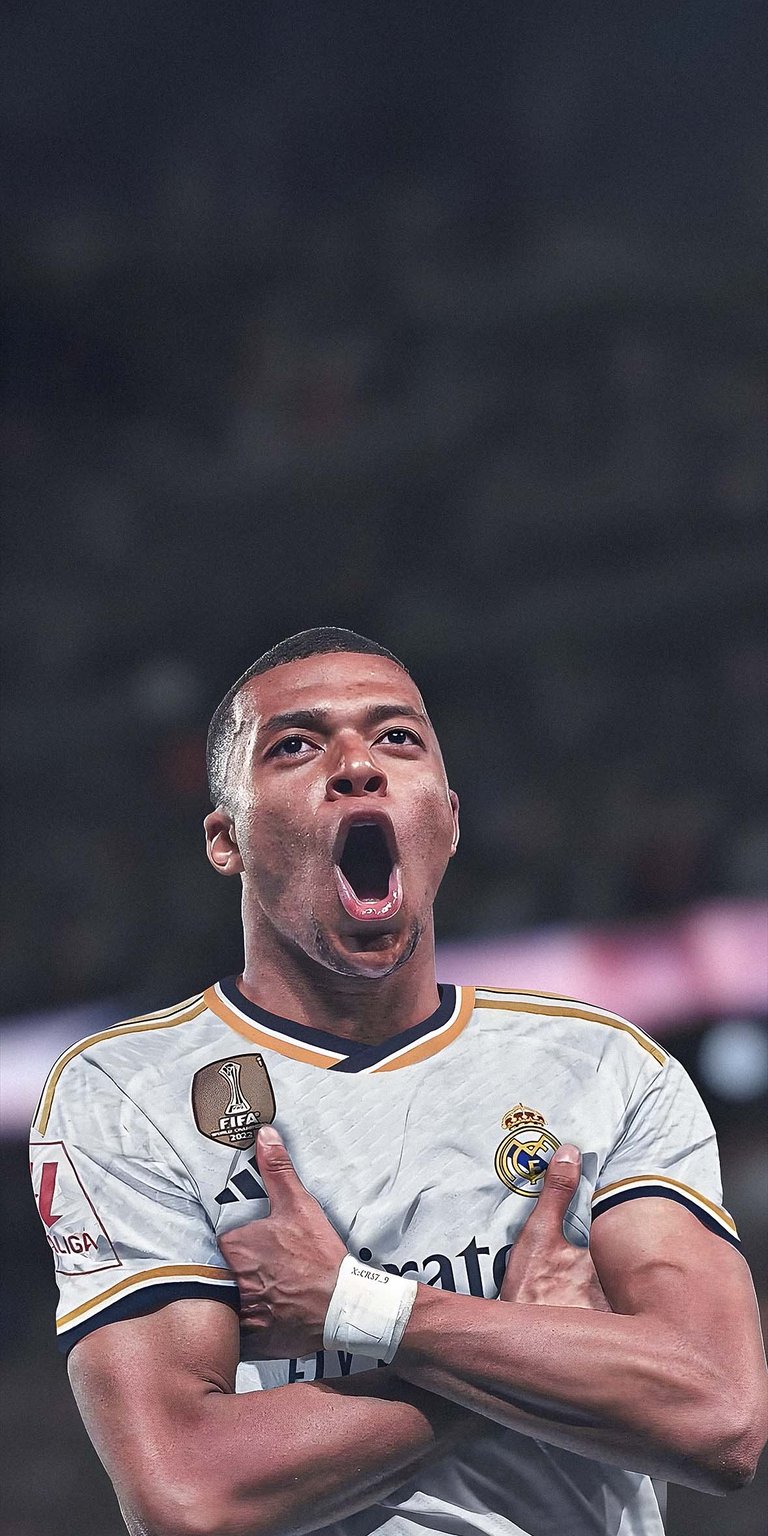 Kylian Mbappe shouting in the game wallpaper