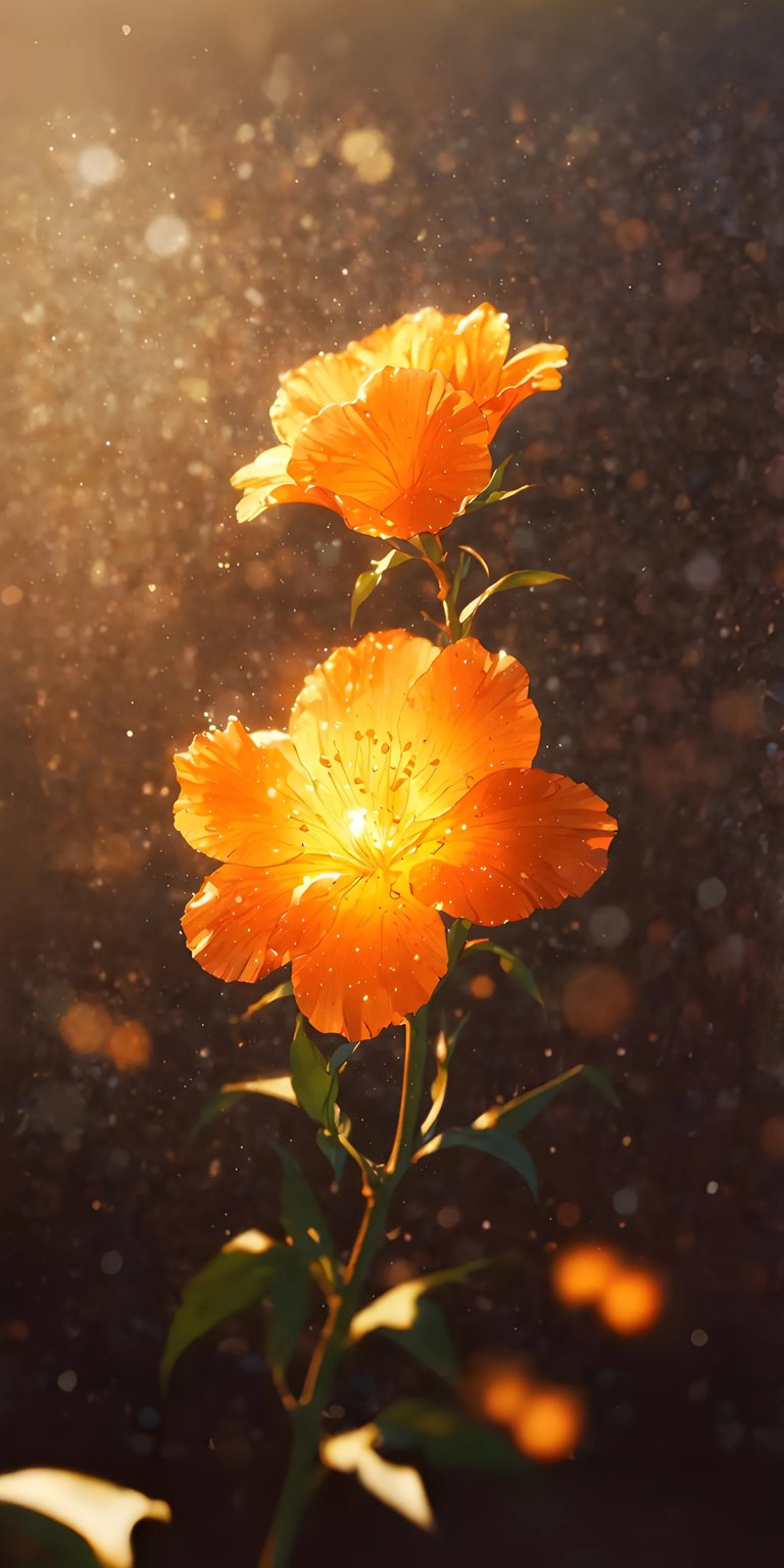 Download this radiant California poppy 4K wallpaper for your iPhone today, perfect for any flower lover. The wallpaper showcases a captivating bloom amidst a flurry of enchanting dust motes and vibrant golden sunlight.
