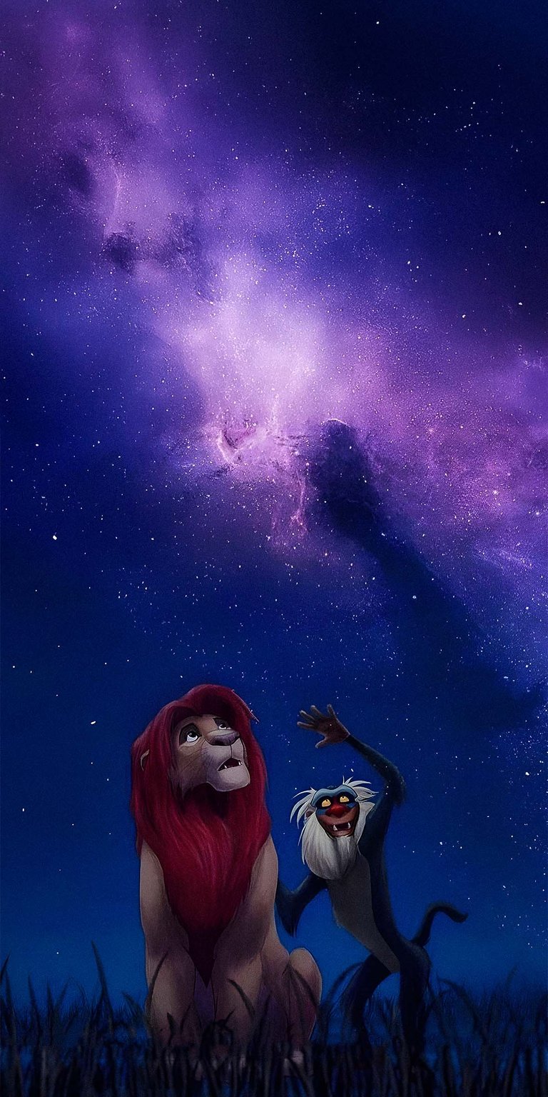 Simba with Rafiki standing on the grass wallpaper in 4k