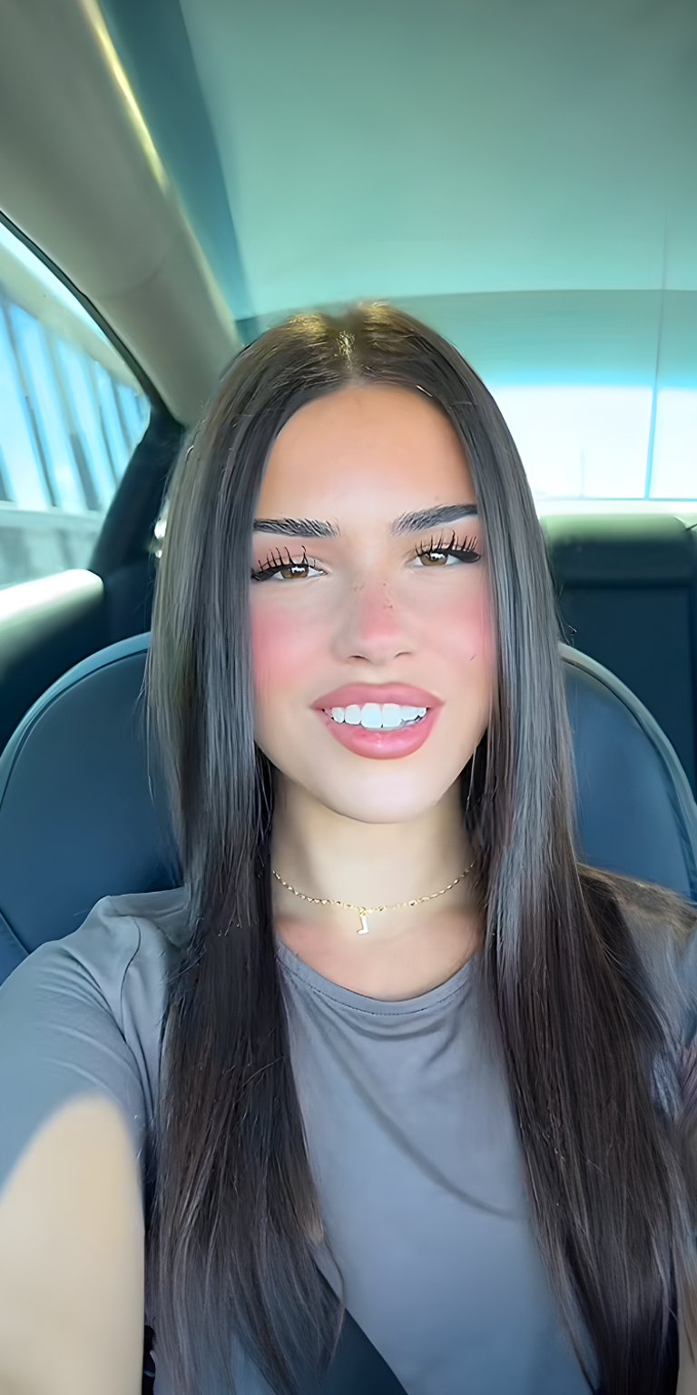 car girl hair woman face smile selfie car seat seat cosmetic eyebrow seat belt leah halton