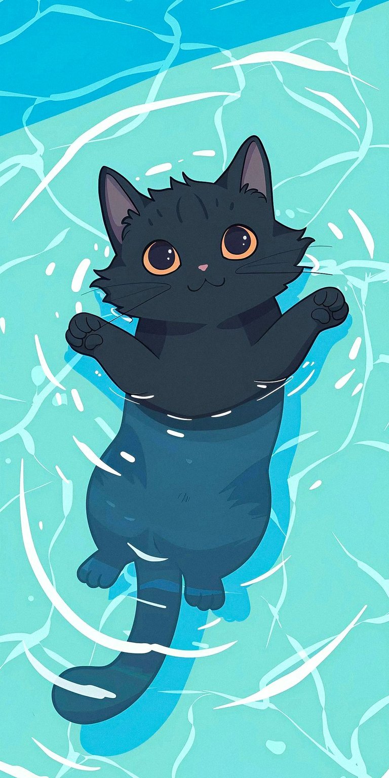Cat in swimming pool wallpaper for iPhone