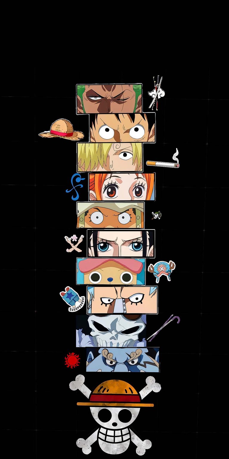 Anime One Piece characters collage wallpaper iOS