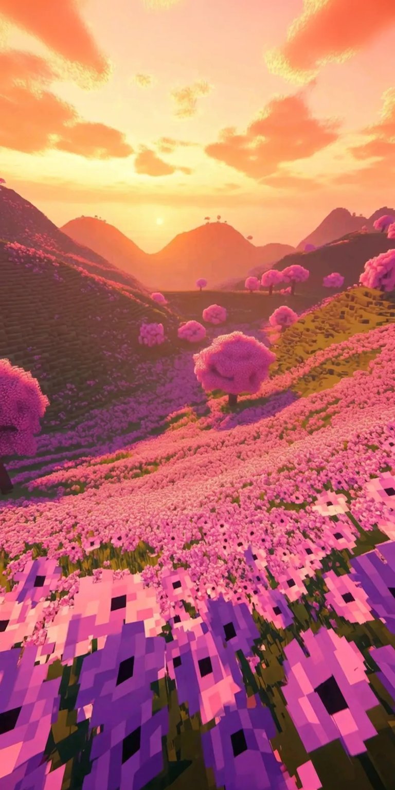 Minecraft field of flowers iPhone wallpaper 4K
