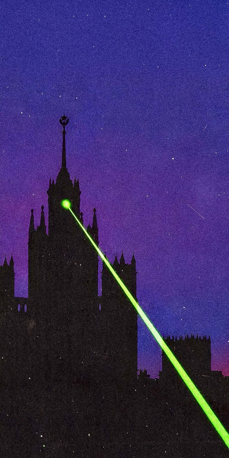 Dark castle with green laser wallpaper for iPhone