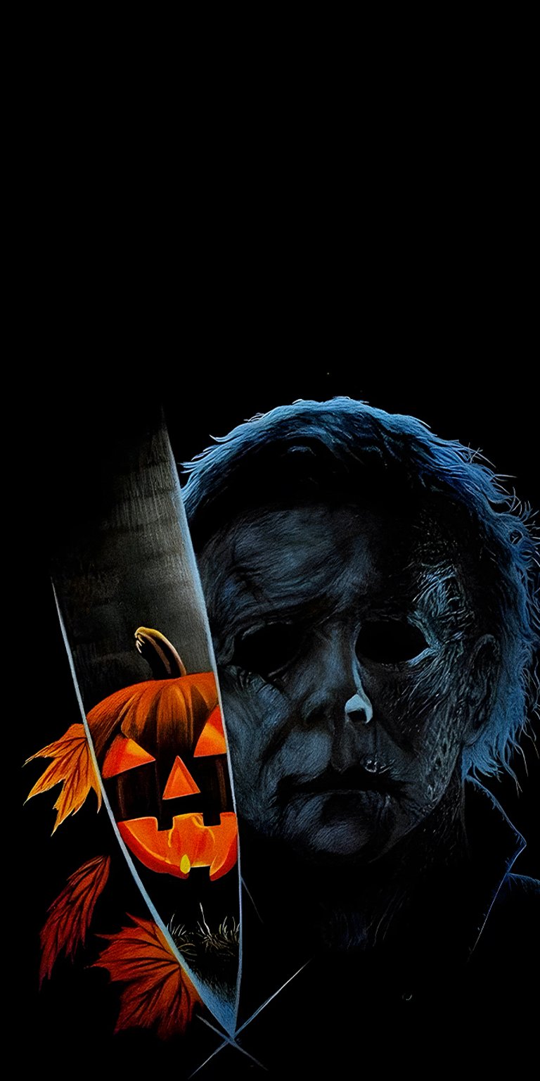 Michael Myers Halloween with knife and jackolantern art wallpapers