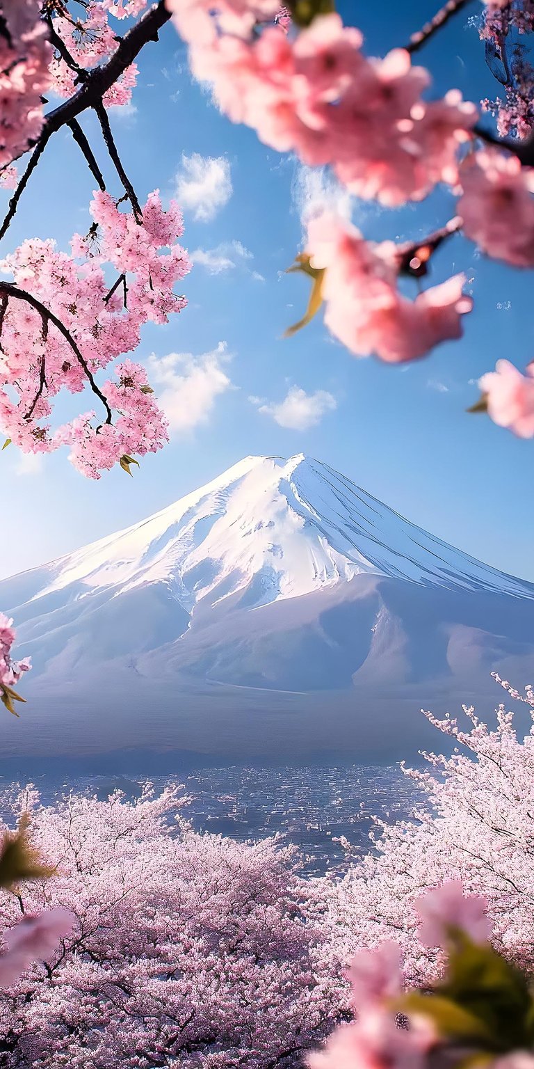 Mount Fuji sakura iOS 26 3D wallpaper 4K