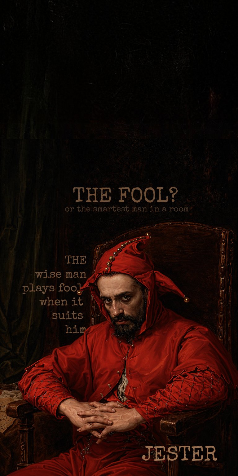 Download this Jester 4K wallpaper for your iPhone, showcasing a man in a red jester's outfit. This wallpaper captures a theatrical figure with a pointed cap and a thoughtful expression, making it a unique addition to your collection.