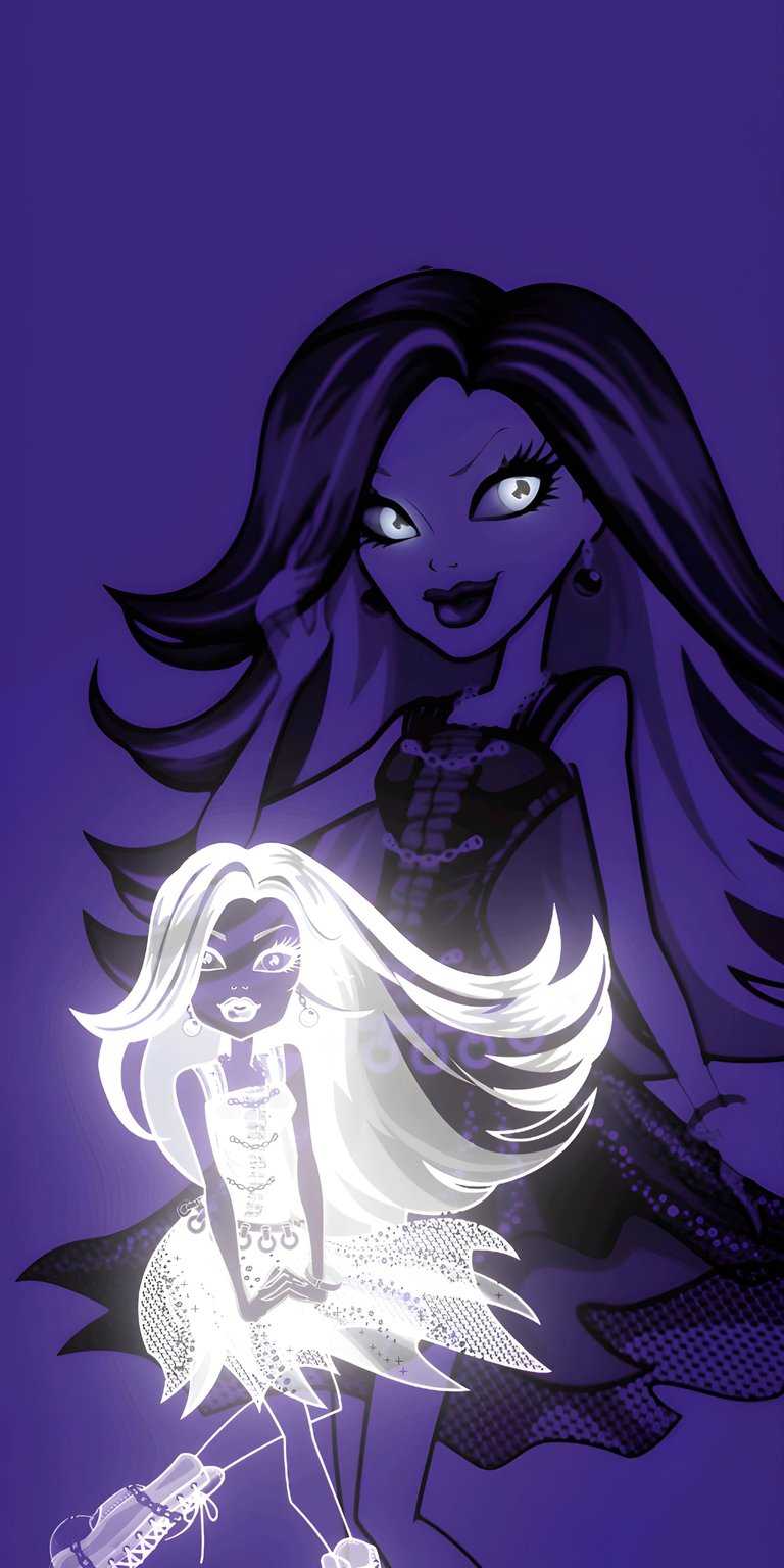 Get this 4K Clawdeen Wolf wallpaper for your iPhone, showcasing her long hair and her unique dress. This cool wallpaper features a stylized cartoon character with bright, glowing eyes.
