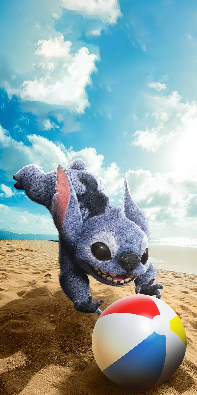 Stitch playing beach ball wallpaper 4k iPhone
