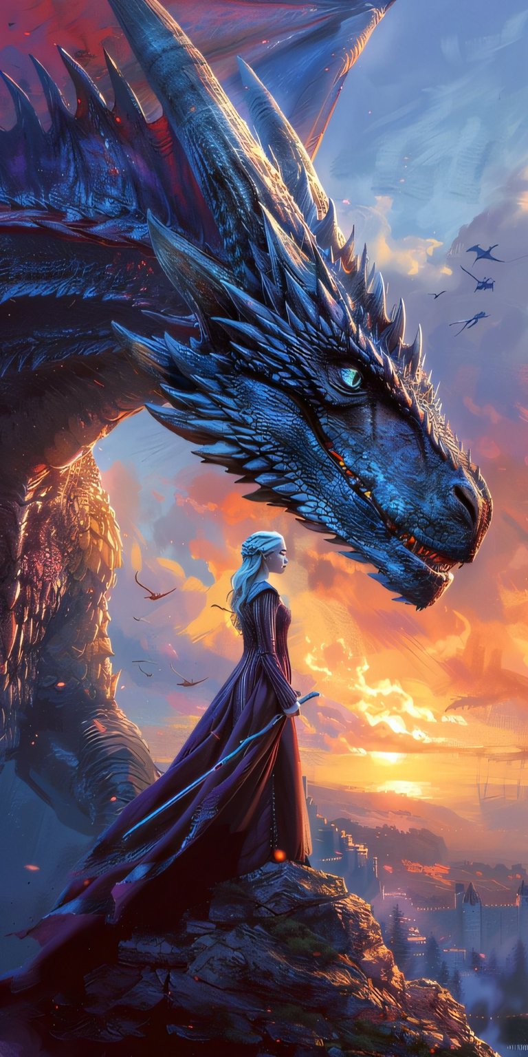 Showing Daenerys Targaryen with a dragon wallpapers