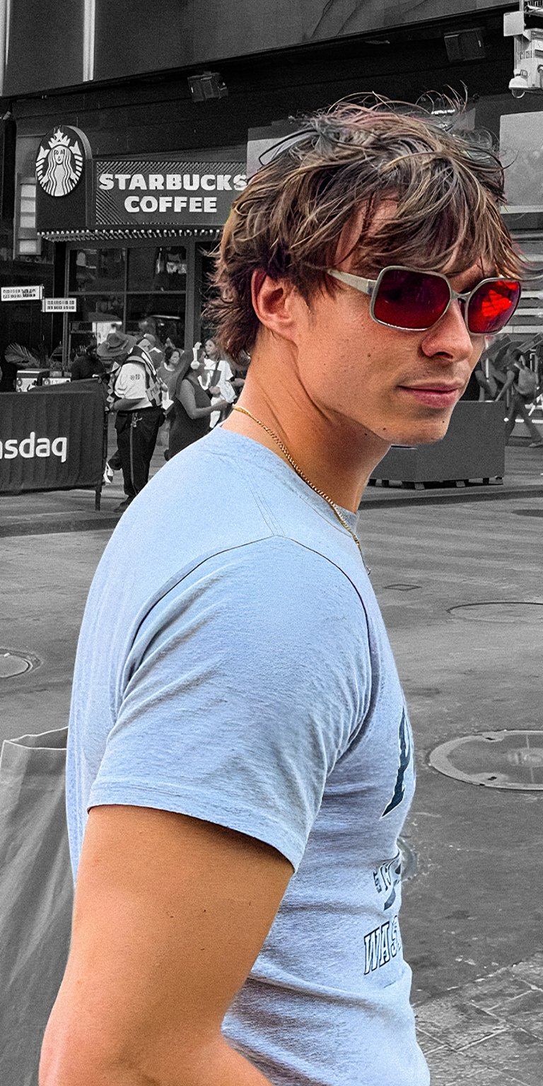 Nicholas with sunglasses Starbucks Coffee on the background wallpapers