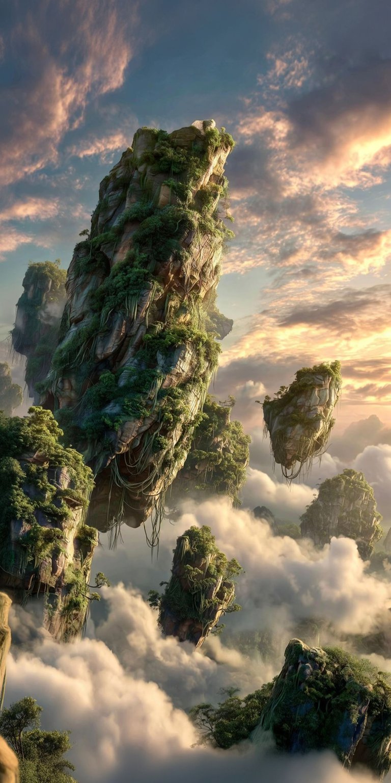 Download this stunning Avatar Mountains 4K wallpaper for your iPhone today. This serene wallpaper showcases floating islands with lush vegetation, hanging vines, and a beautiful cloudy sky.