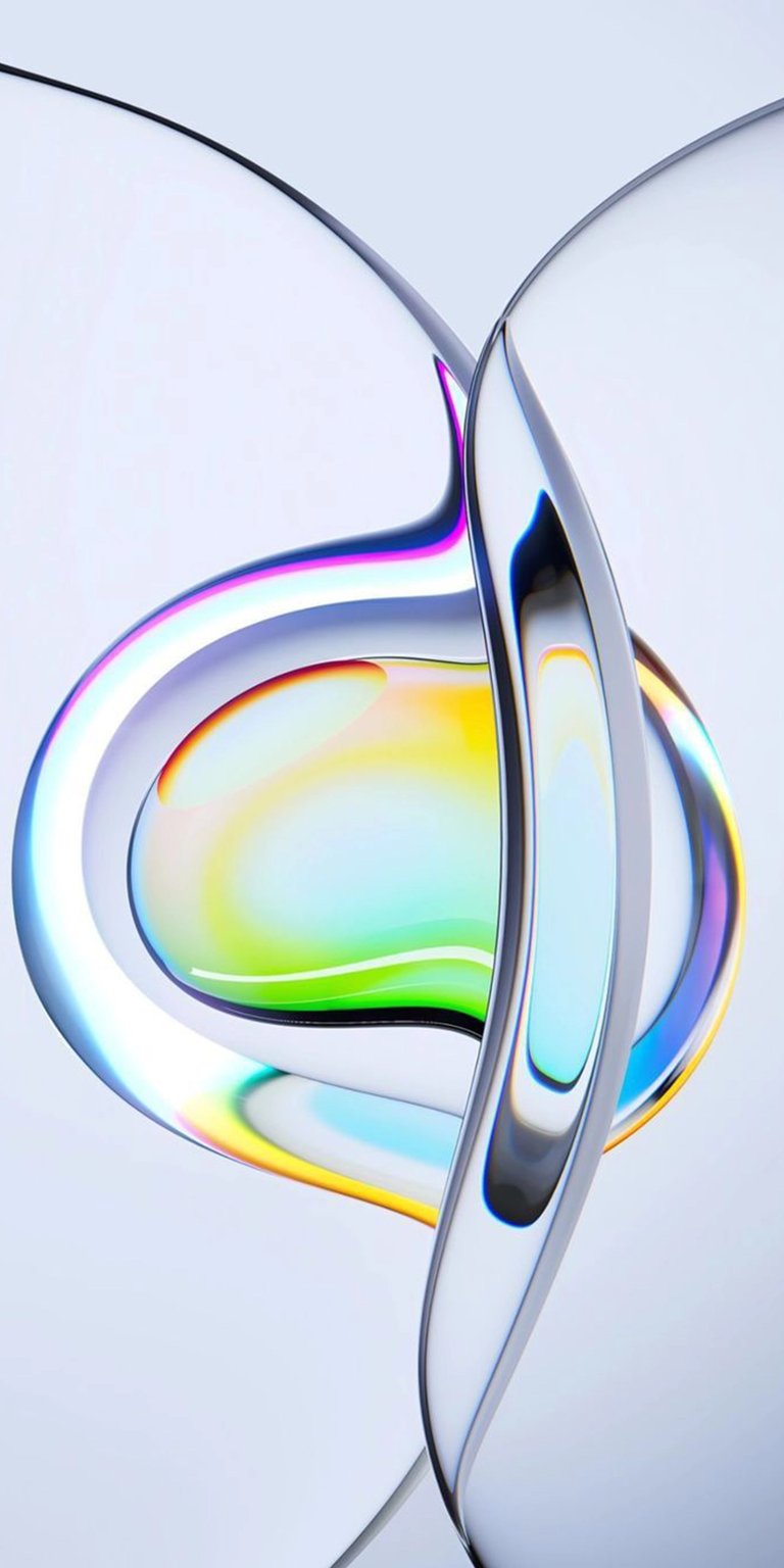 Get this eye-catching abstract bubbles wallpaper for your iPhone in 4K resolution. This stunning wallpaper features a swirling glass structure with rainbow iridescence and a vibrant color gradient.