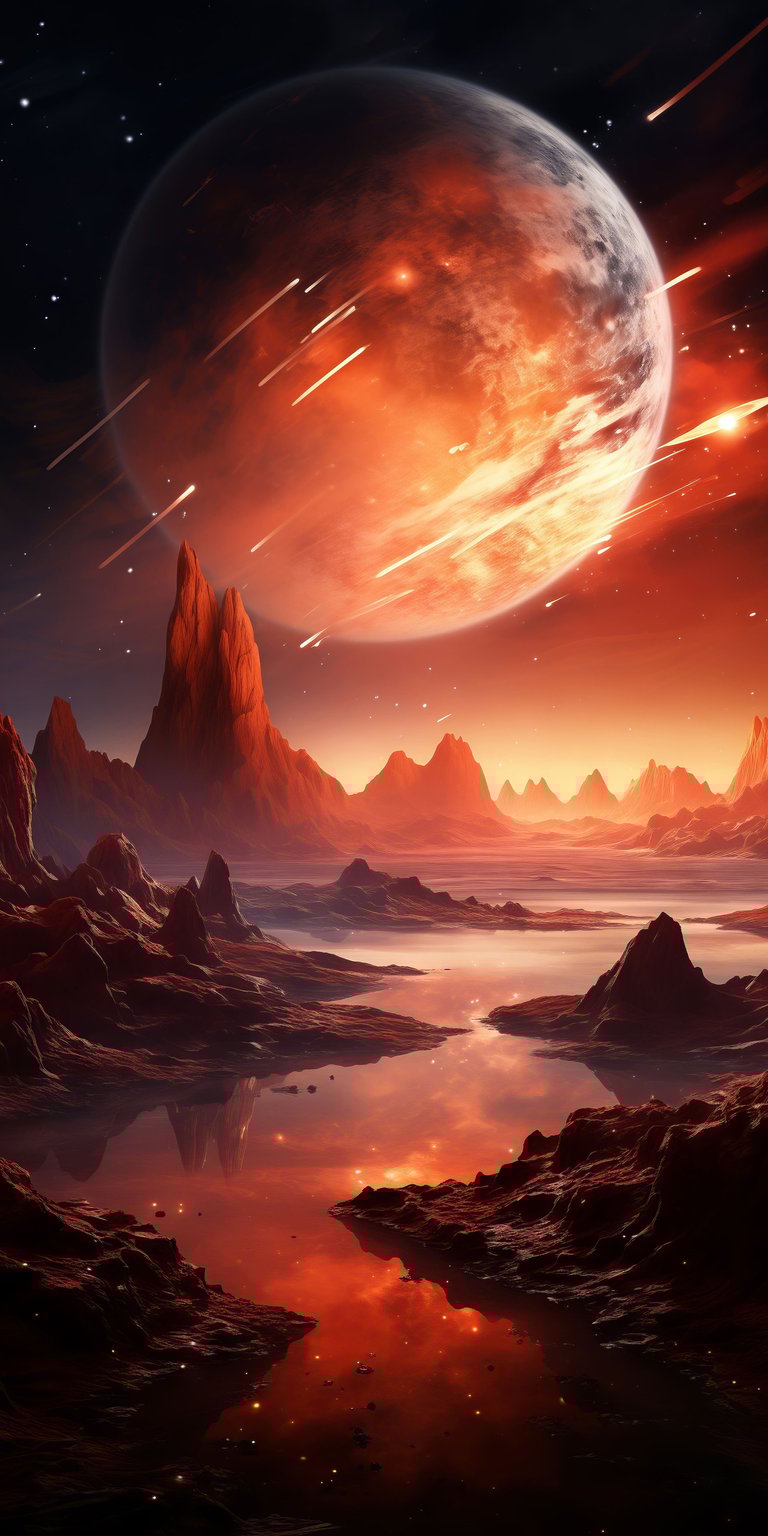 Meteor shower on other planet wallpaper iPhone