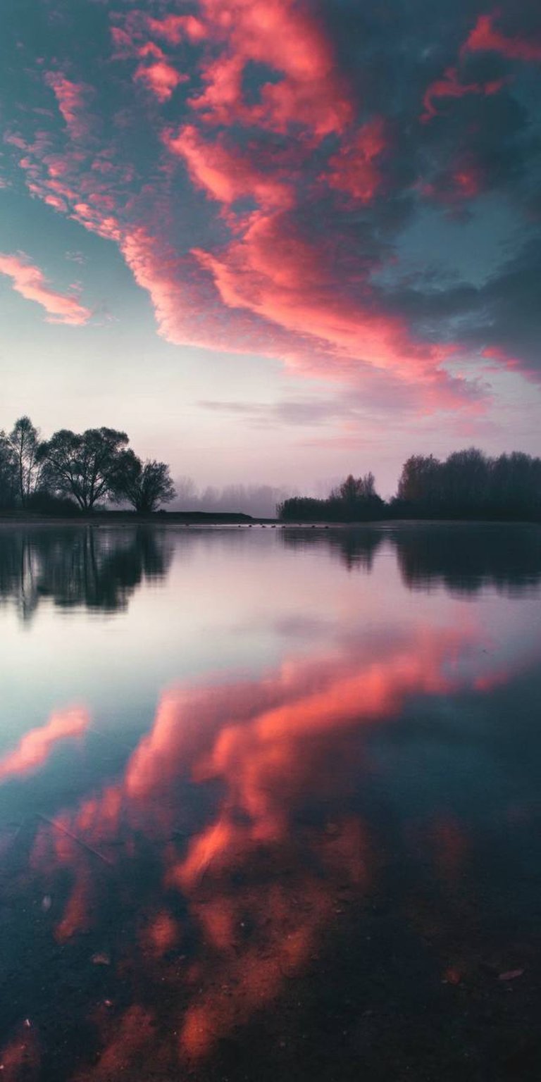 Sky nature sunset cloud reflection phone wallpaper