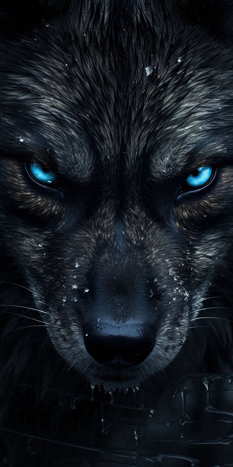Angry blue-eye wolf portrait wallpaper