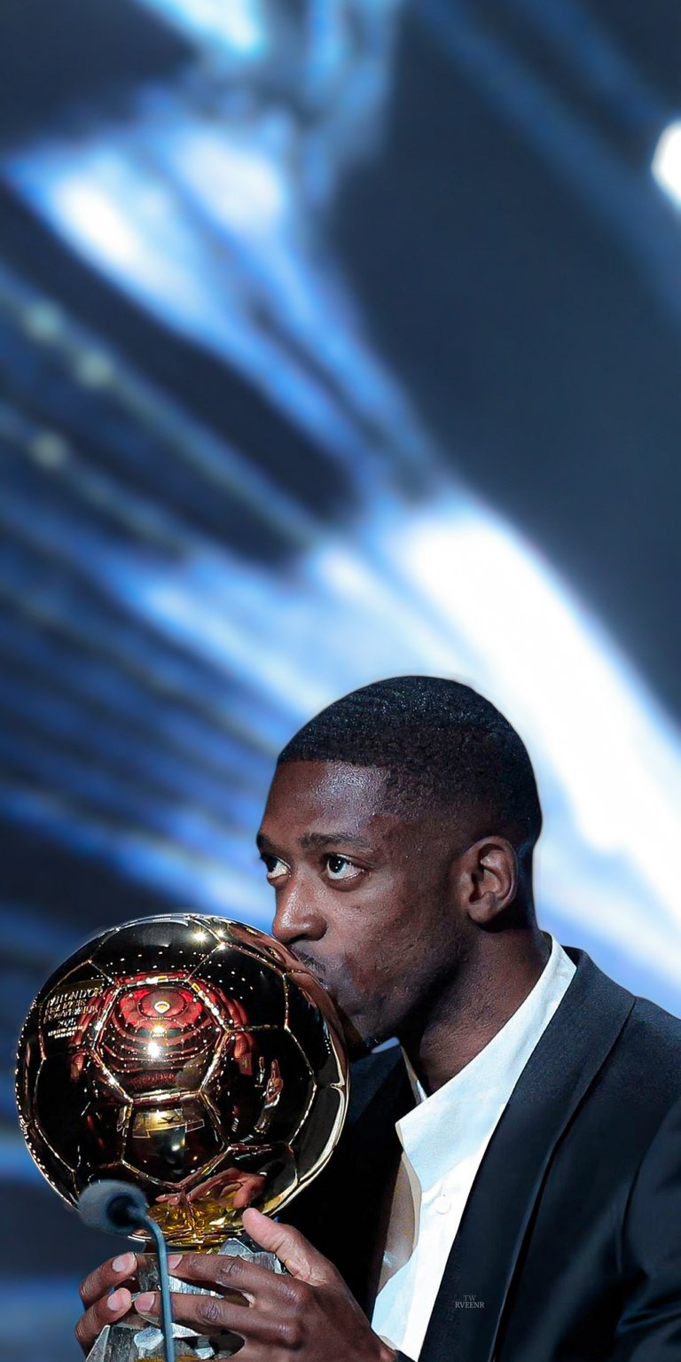 Ousmane Dembele with thropy wallpaper