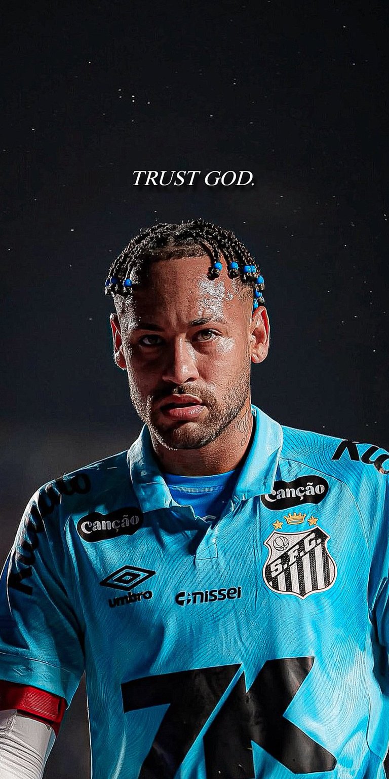 Neymar Jr. with trust God quote wallpaper for iPhone