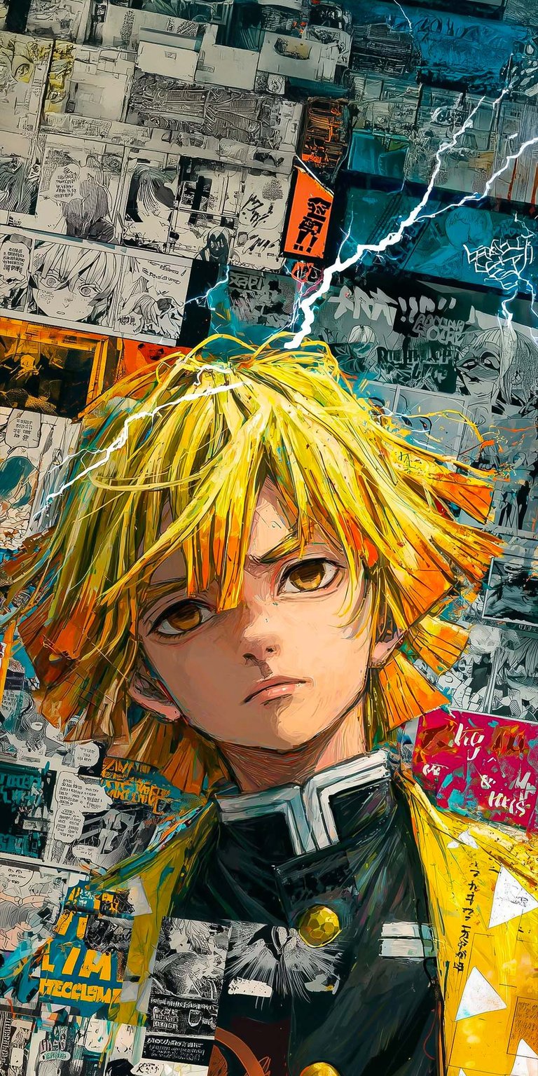 Zenitsu Agatsuma poster wallpaper 4K iPhone