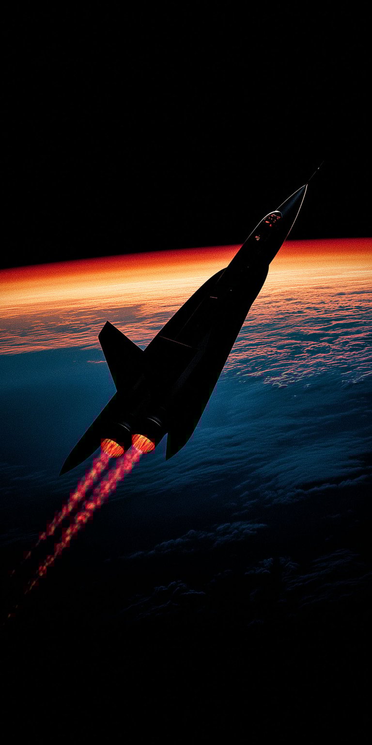 This high-contrast SR-71 Blackbird 4K wallpaper is optimized for OLED screens, featuring the iconic jet ascending against a vibrant Earth horizon. This iPhone background captures a dramatic cinematic mood with deep blacks and glowing engine afterburners.