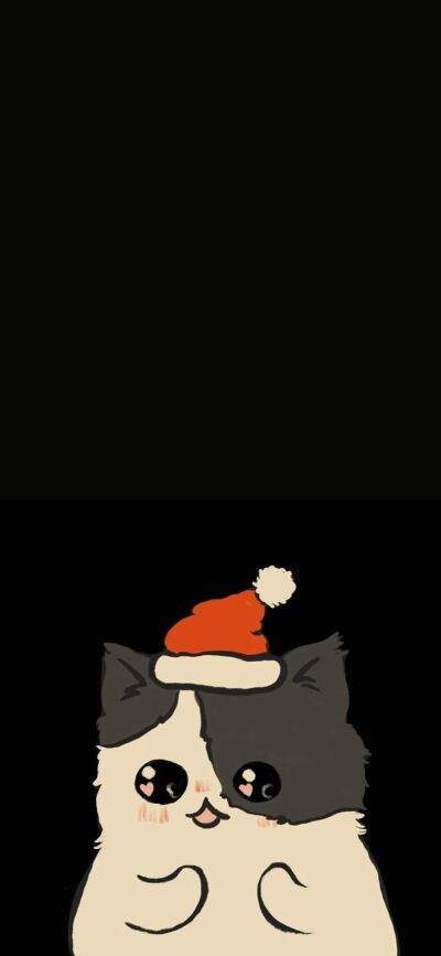 This 4K wallpaper features matching cats for iPhone, each with unique headwear. One cat sports reindeer antlers, while the other dons a tiny Santa hat; perfect as a matching wallpaper for two people.