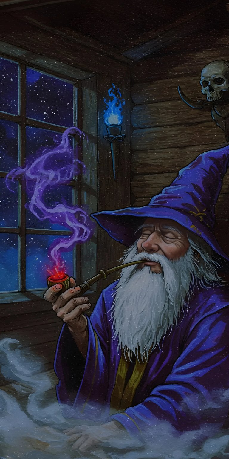 Wizard smoking art 4K iPhone wallpaper