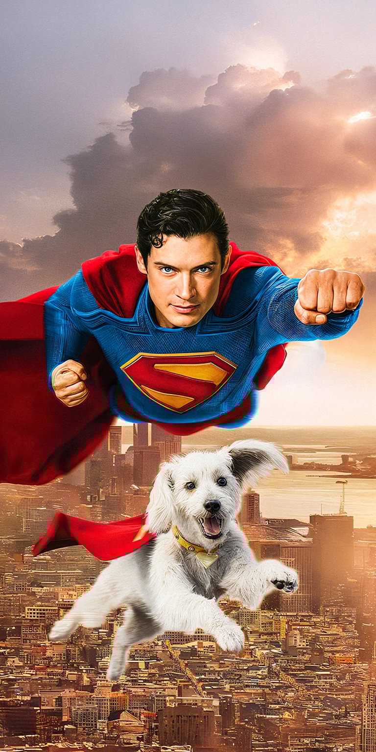Superman with dog wallpaper iPhone 4K