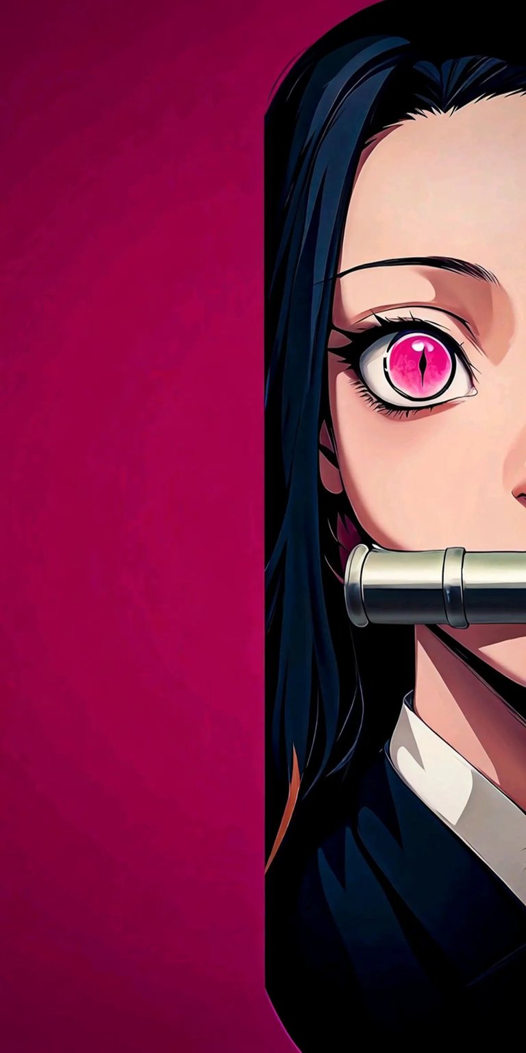 Nezuko Kamado half face wallpaper iPhone HD