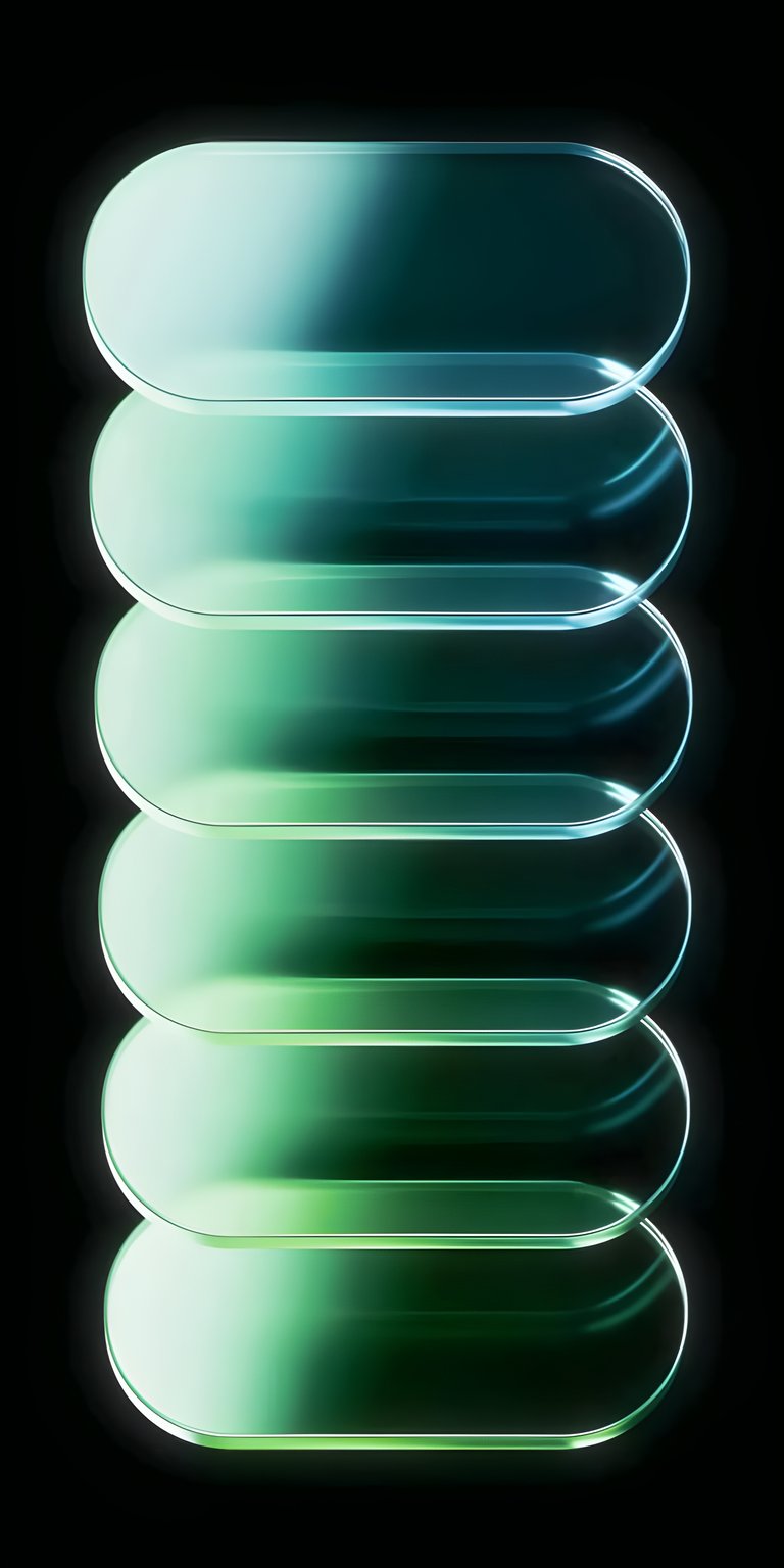 Download this abstract stack wallpaper in stunning 4K for your iPhone, showcasing layered capsules that fade from light teal to lime. This stylish wallpaper features reflective edges and a sleek, modern design.