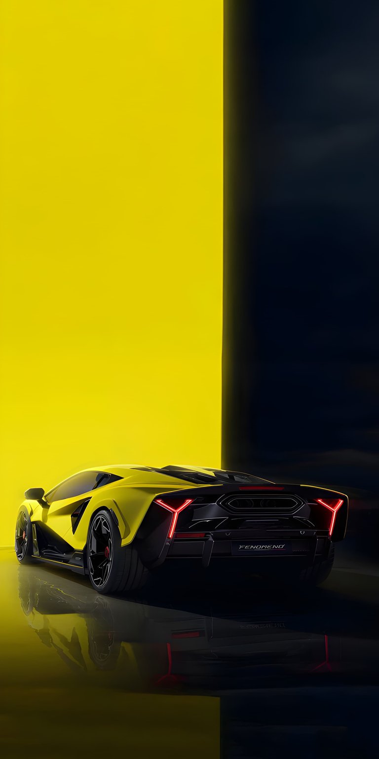 Lamborghini 4K wallpaper showcasing a sharp yellow supercar with aggressive rear design, angular body lines, and dramatic lighting contrast. This aesthetic wallpaper adds bold energy to your iPhone lock screen and home screen.