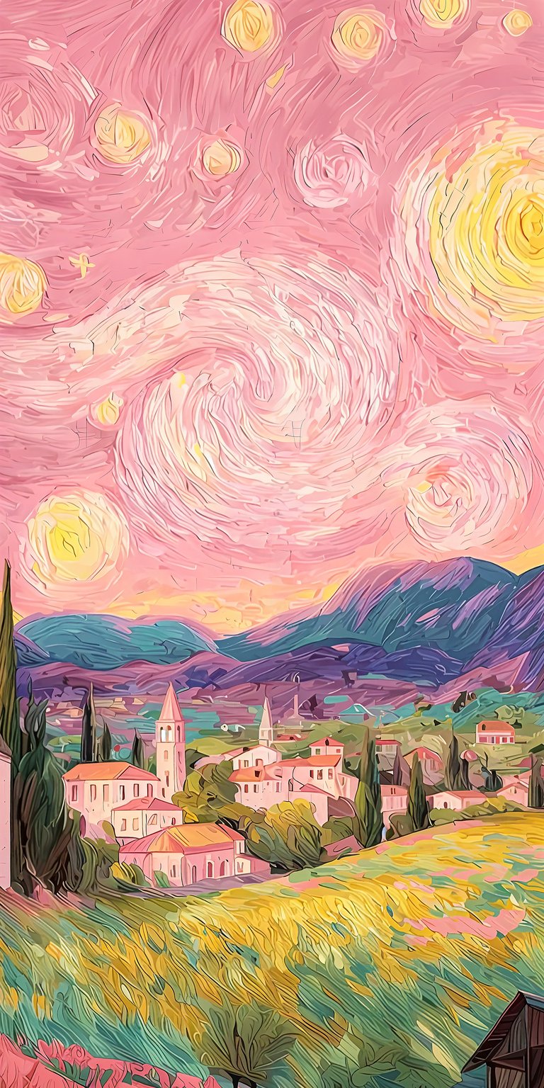 Village art iPhone wallpaper 4K