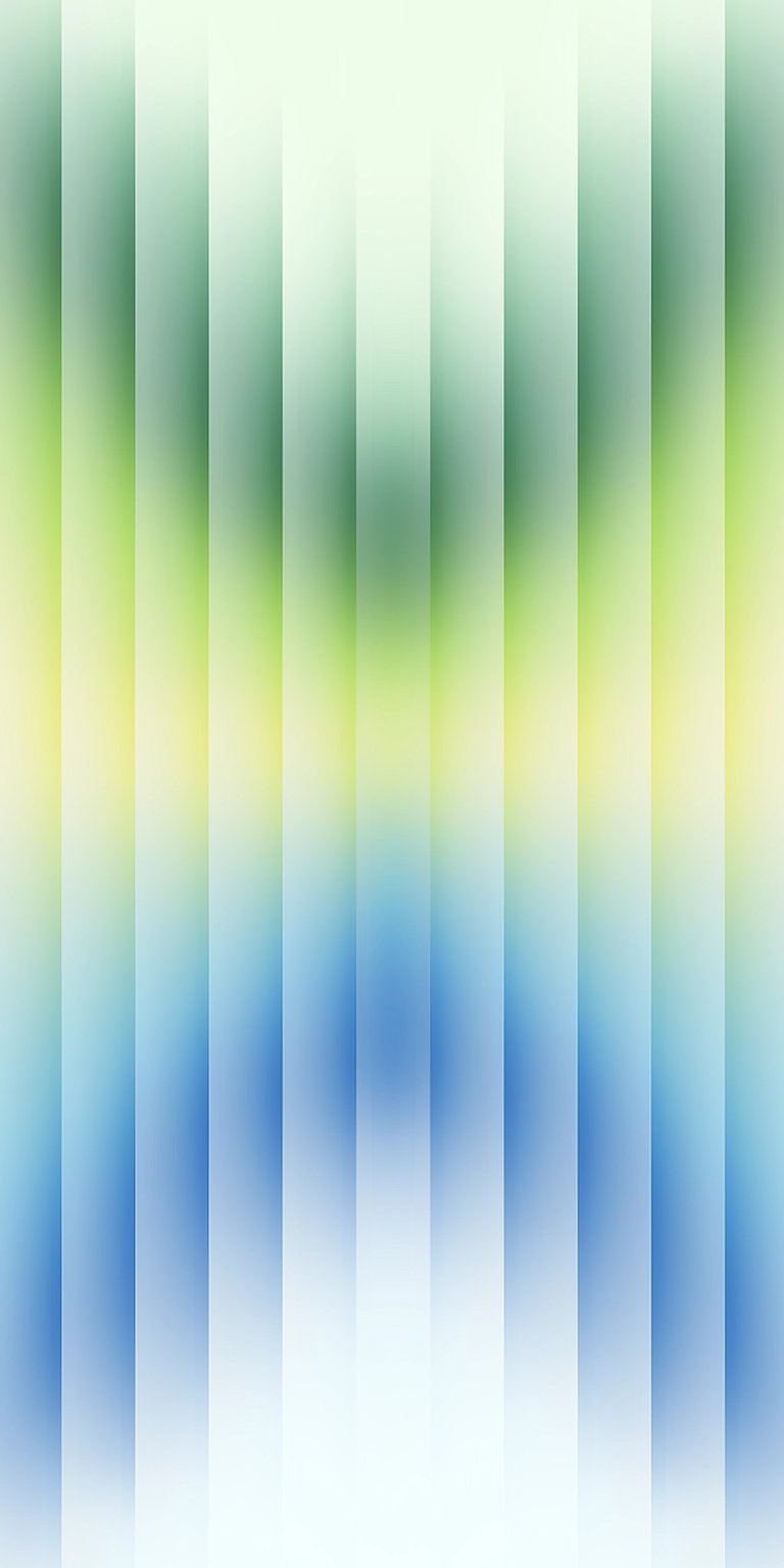 Elevate your iPhone with this modern 4K wallpaper featuring the iPhone's clock over a vibrant backdrop. The background consists of blurred vertical stripes of green and blue, and there are icons for the flashlight and camera in the bottom corners, making this a sleek wallpaper.