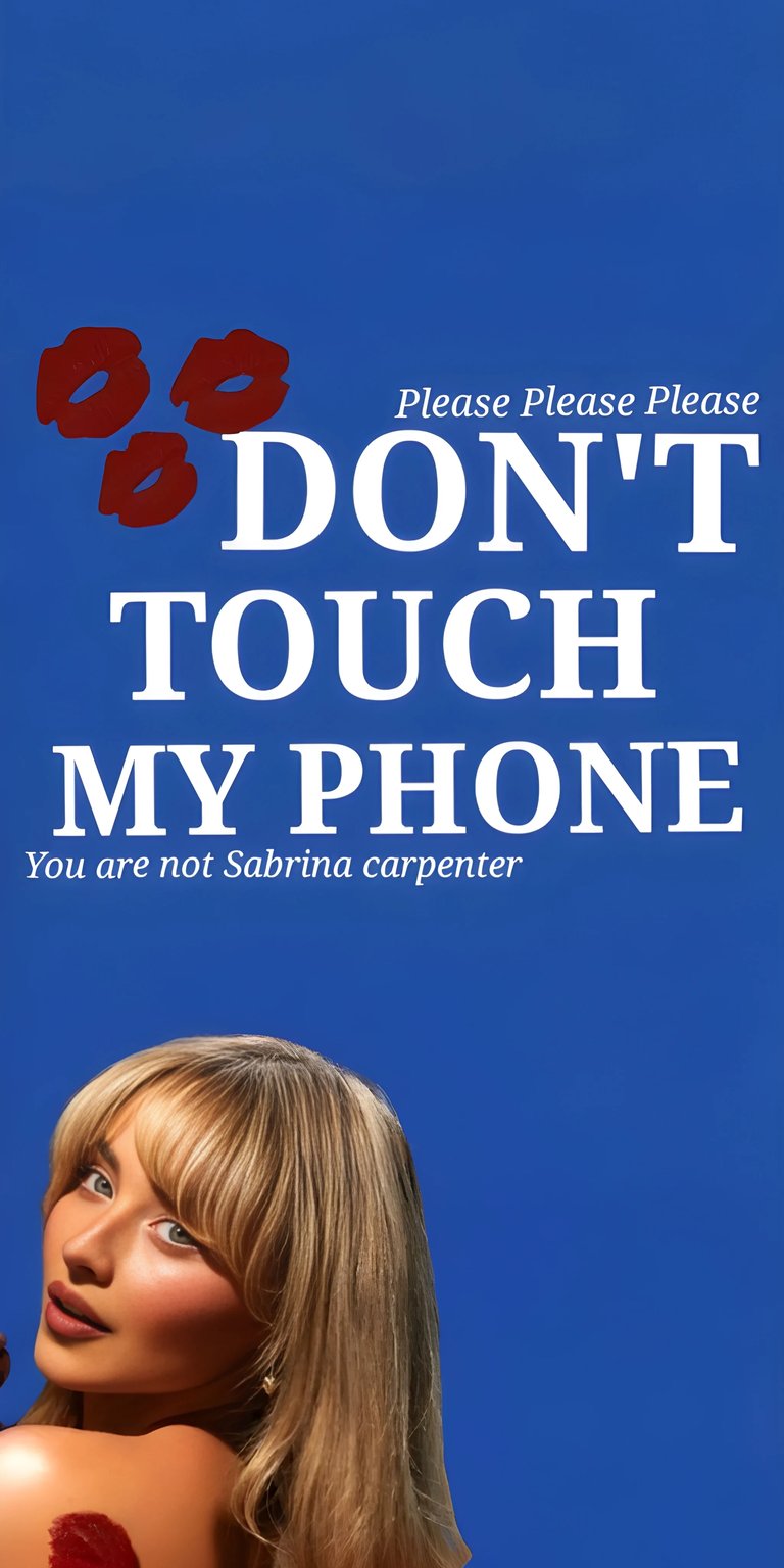 Get this vibrant Sabrina Carpenter wallpaper for your iPhone in stunning 4K resolution. The wallpaper features a blue background with lips and bold text, creating a visually striking design.