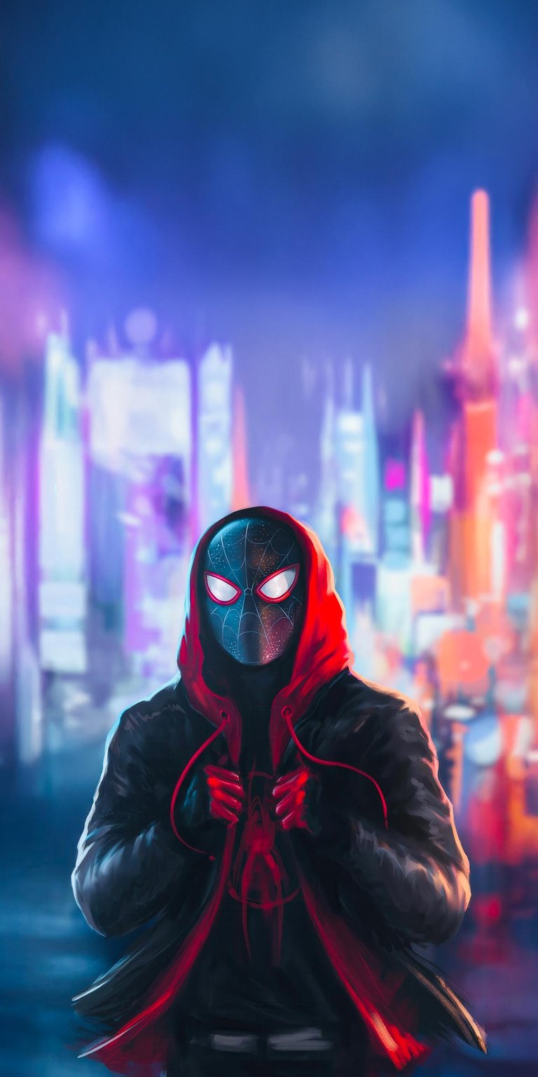 Spiderman wearing hooded jacket iPhone 4K wallpaper