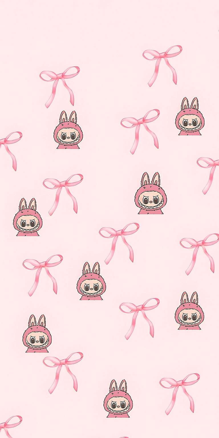 Labubu pink pattern wallpaper 4K iOS