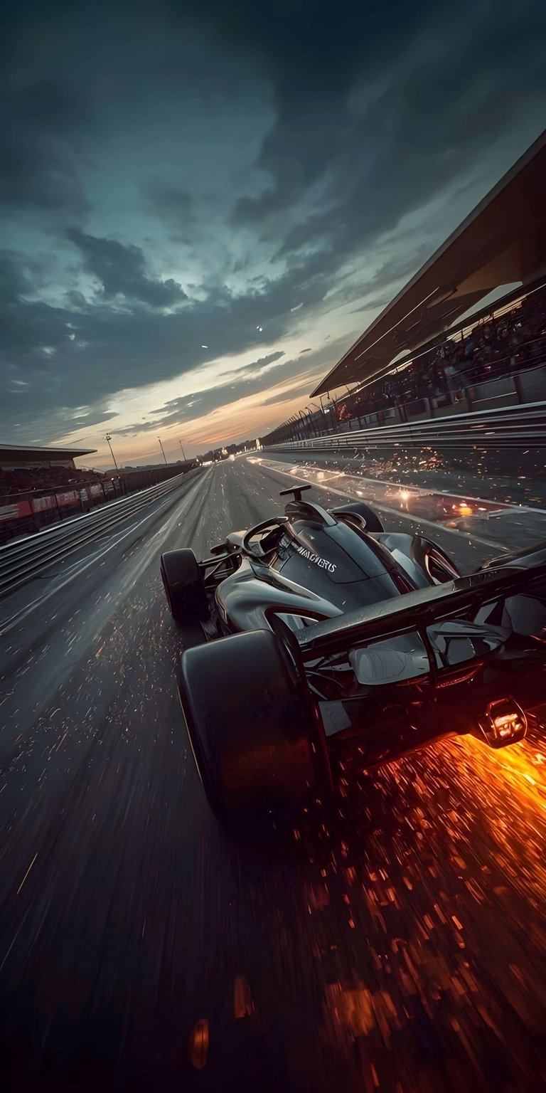 Experience the thrill of the track with this Formula 1 4K wallpaper showcasing the sleek rear aerodynamics of a racing car mid-drift. Designed specifically as an iPhone wallpaper, it captures high-speed motion blur and glowing track lights for a dynamic motorsport look.