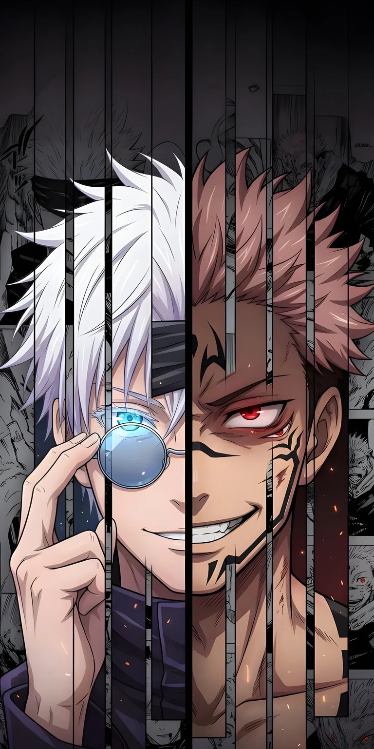 This split-face Gojo and Sukuna 4K wallpaper brings the intensity of Jujutsu Kaisen to your iPhone. This high-resolution wallpaper features a detailed contrast between Gojo’s infinity and Sukuna’s cursed energy.